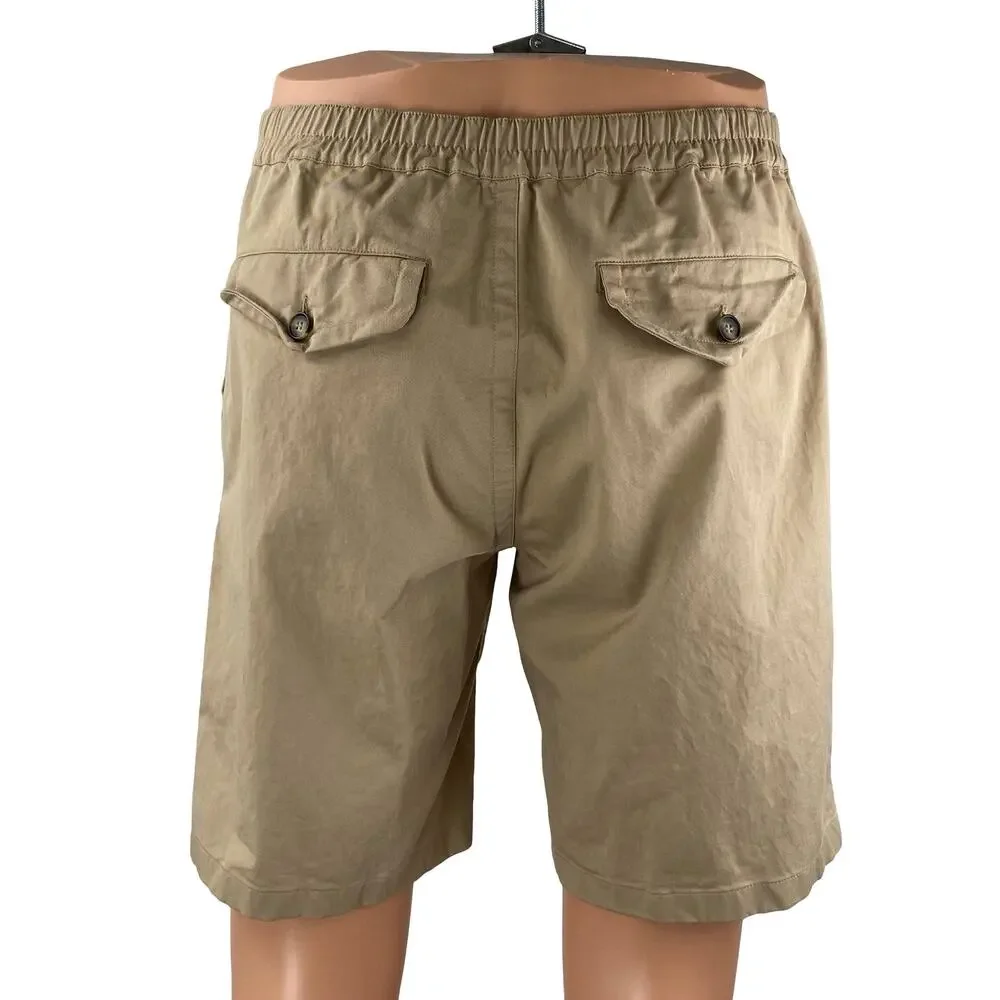Sandro Men's Beige Khaki Tan Mid Rise Pull On Chino Bermuda Casual Shorts Sz 40